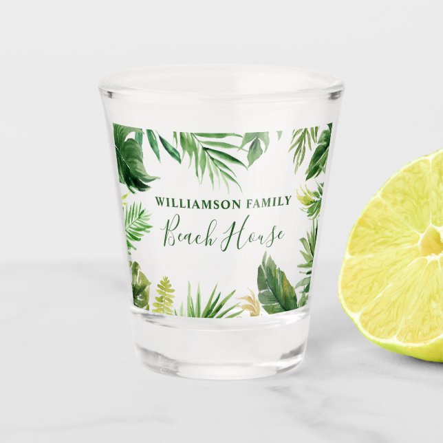 Verre A Shot Aquarelle Tropical Greenery Family Beach House (Devant)