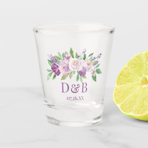 Verre A Shot Aquarelle violet rose lavande Roses