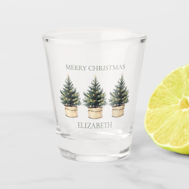 Verre A Shot Arbres de Noël rustiques minimaux (Devant)