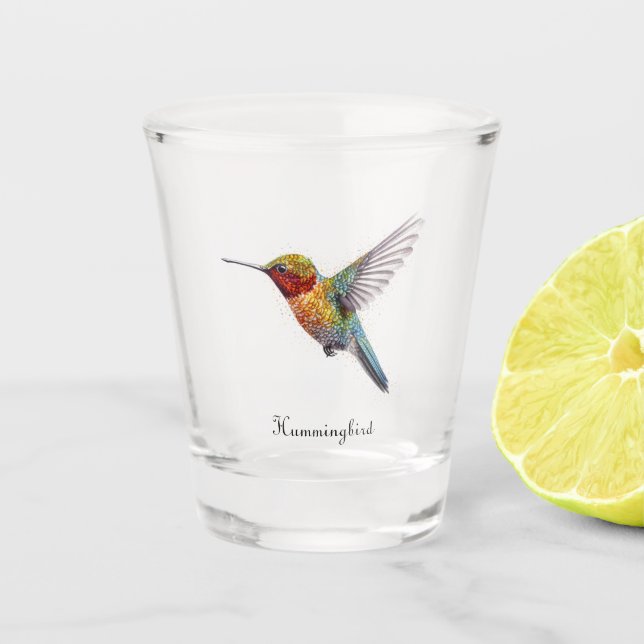 Verre A Shot Arcs-en-ciel : L'art des colibris, personnalisé (Devant)