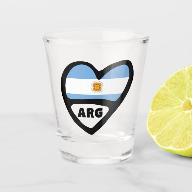 Verre A Shot Argentine Code Pays Drapeau Coeur ARG (Devant)
