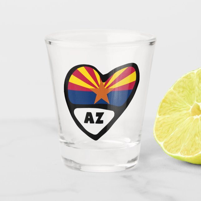 Verre A Shot Arizona, AZ Drapeau D'Etat En Coeur (Devant)