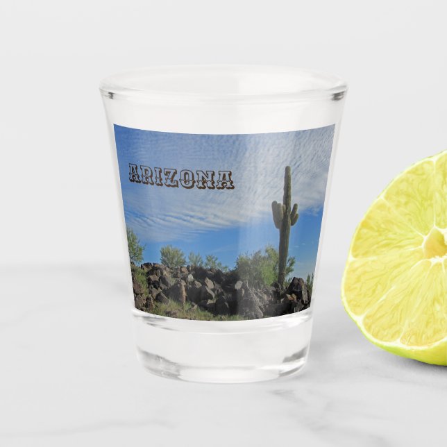 Verre A Shot Arizona Saguaro Cactus Paysage photo Keepssssssaké (Devant)