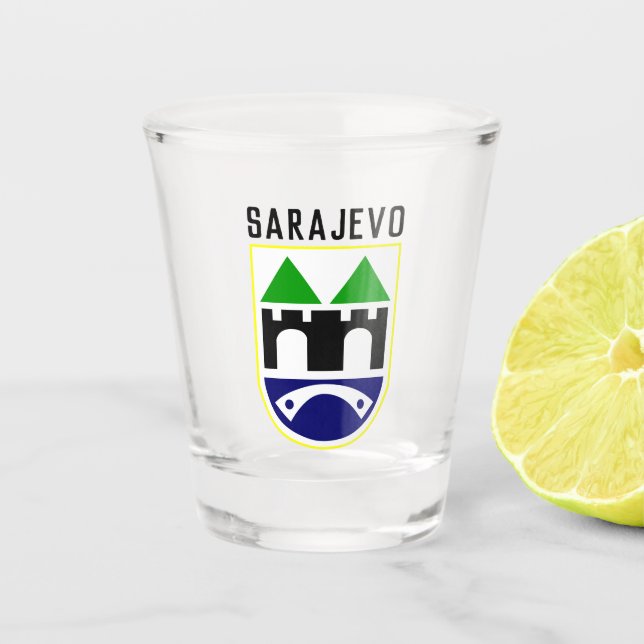 Verre A Shot Armoiries de Sarajevo, Bosnie-Herzégovine (Devant)