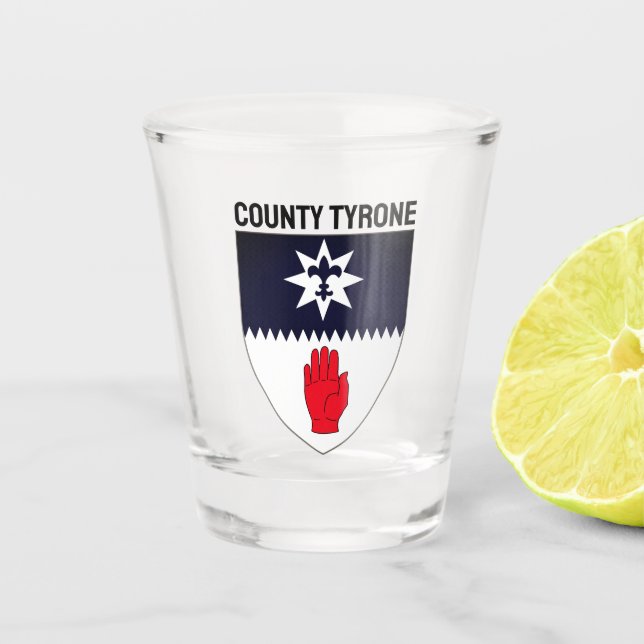 Verre A Shot Armoiries du comté de Tyrone, Irlande du Nord (Devant)