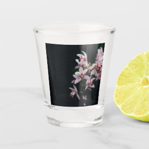 Verre A Shot arrière - plan noir orchidée
