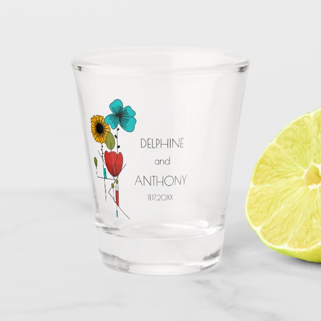 Verre A Shot Art contemporain Nouveau Floral Mariage (Devant)