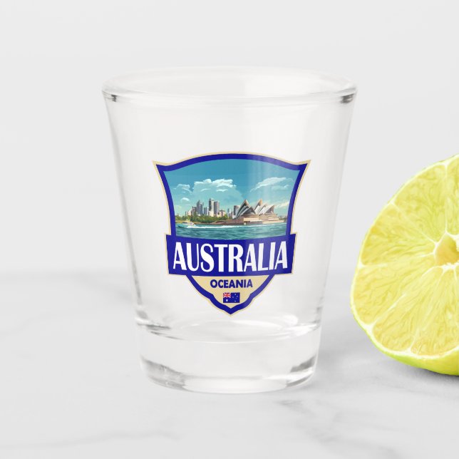 Verre A Shot Australia Illustration Retro Badge (Devant)