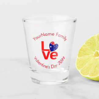 Verre A Shot Australian Flag Red Letters LOVE Flag Personalized