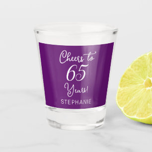 Verre A Shot Automne Purple Cheers à 65 ans 65e anniversaire