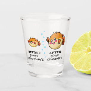 Verre A Shot Avant et après aller à grand-mère Funny Nana