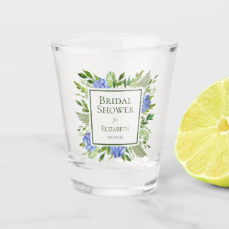 Verre A Shot Baby Shower Fleurs d'Hydrange Bleues