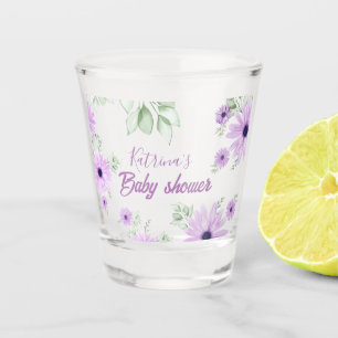 Verre A Shot Baby shower personnalisé de fleurs d'aquarelle vio