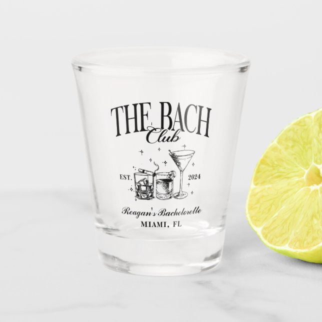Verre A Shot Bach Club Personnalisé Bachelorette Retro Cocktail (Devant)