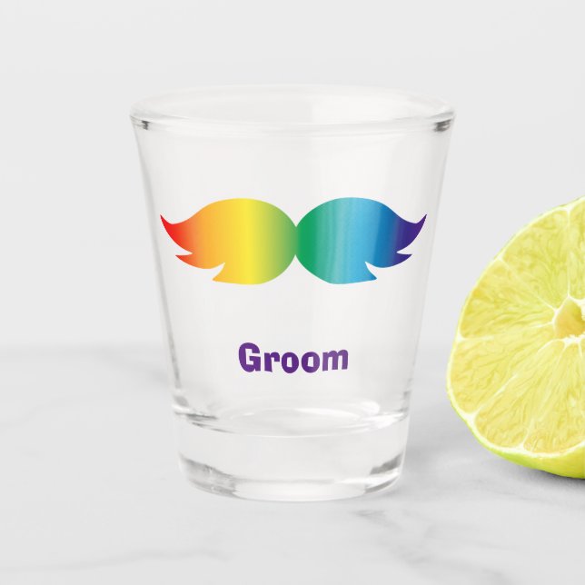 Verre A Shot Bachelor/Bachelorette/Mariage Rainbow Mustache 1 (Devant)