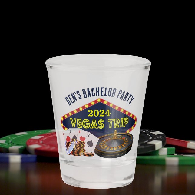 Verre A Shot Bachelor Party sur mesure Las Vegas Trip Casino (Créateur téléchargé)