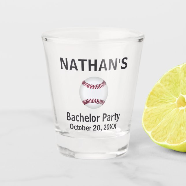 Verre A Shot Bachelor Party Wedding Favor Baseball (Devant)