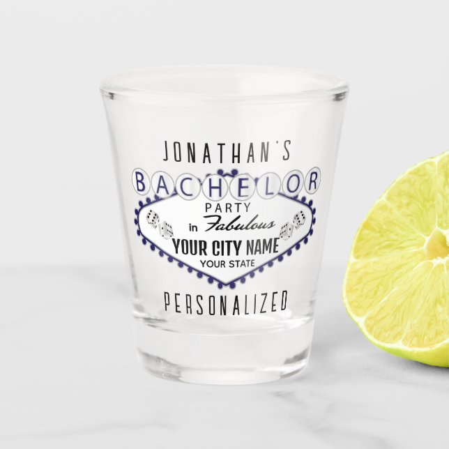 Verre A Shot Bachelor - Style Vegas - Bleu foncé (Devant)