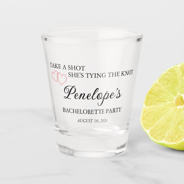 Verre A Shot Bachelorette avec monogramme amusant  (Devant)