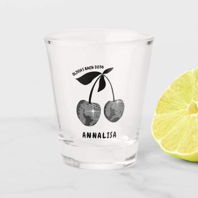 Verre A Shot Bachelorette cerise noire personnalisée (Devant)
