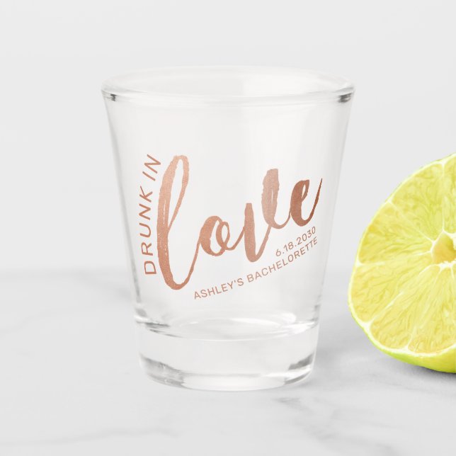 Verre A Shot Bachelorette favorise Drunk in Love Custom Copper (Devant)