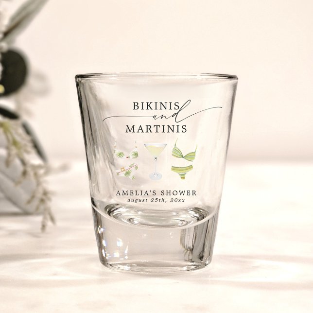 Verre A Shot Bachelorette Fête des mariées Bikinis & Martinis (Créateur téléchargé)