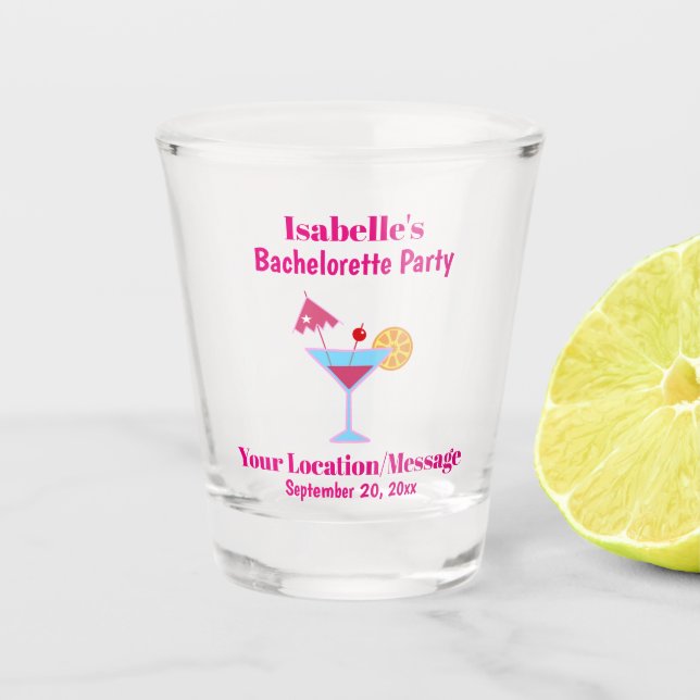 Verre A Shot Bachelorette Fête Favoriser Mariage Cocktail Rose (Devant)