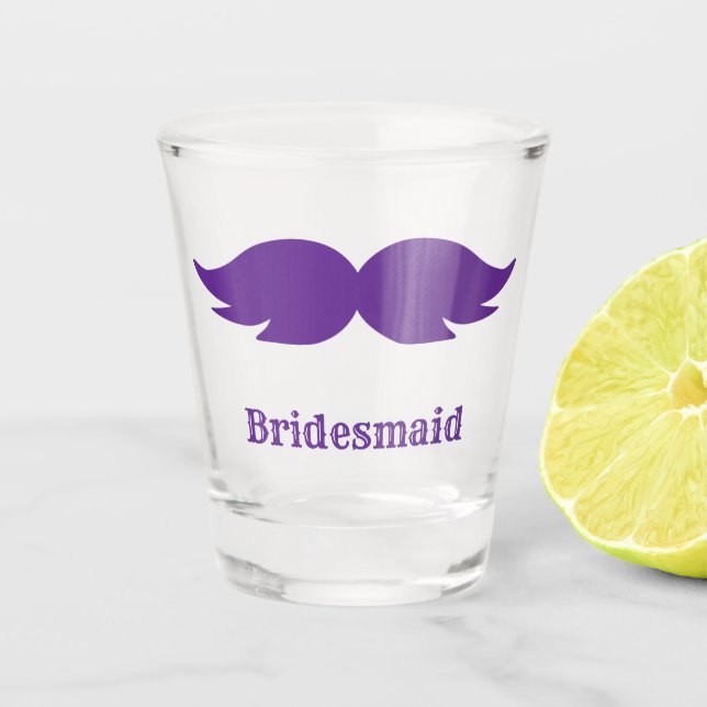 Verre A Shot Bachelorette fête / mariage mauve buste moustache (Devant)