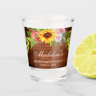 Verre A Shot Bachelorette Parti tournesol Floral Bois