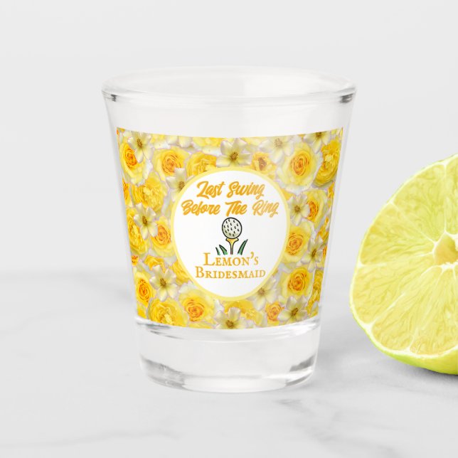 Verre A Shot Bachelorette Party, Fête des mariées Fleurs Jaunes (Devant)