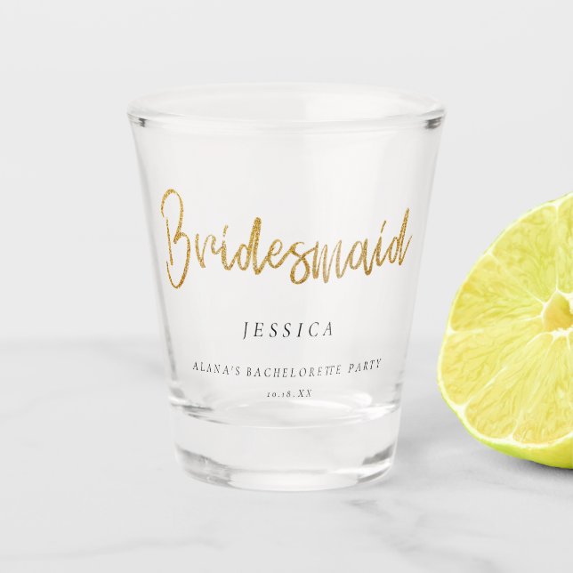 Verre A Shot Bachelorette Party Gold Parties scintillant Brides (Devant)