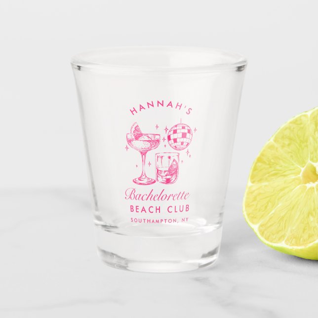 Verre A Shot Bachelorette Retro Disco Cocktail Bleu & Rose (Devant)