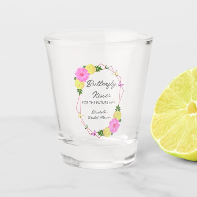 Verre A Shot Baisers papillon Pour la future Mme Shower de mari (Devant)