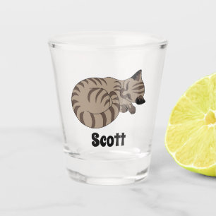 Verre A Shot Balise de nom de sommeil adorable Tan Tabby Kitten