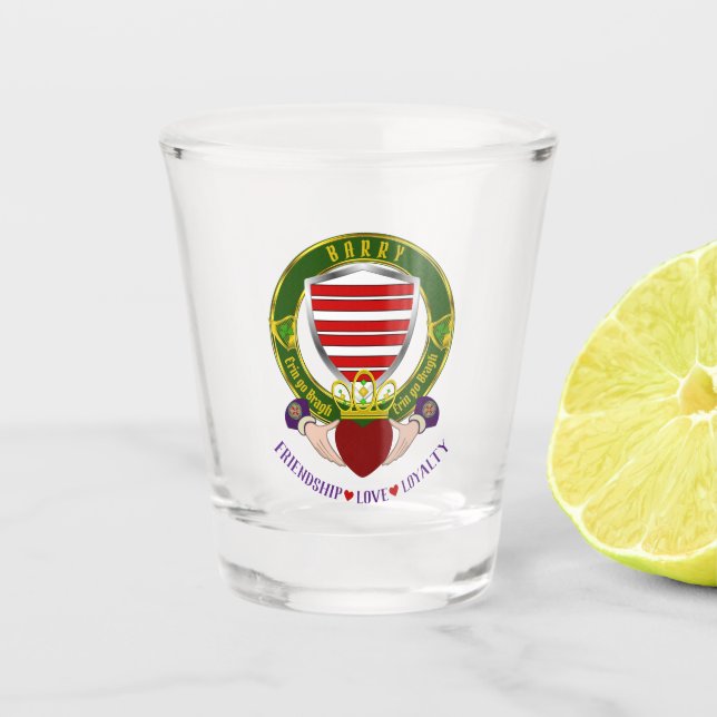 Verre A Shot Barry Irish Shield & Claddagh (Devant)