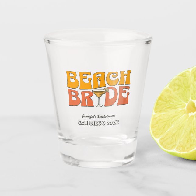 Verre A Shot Beach Bachelorette Party Retro Super Beach Bride (Devant)