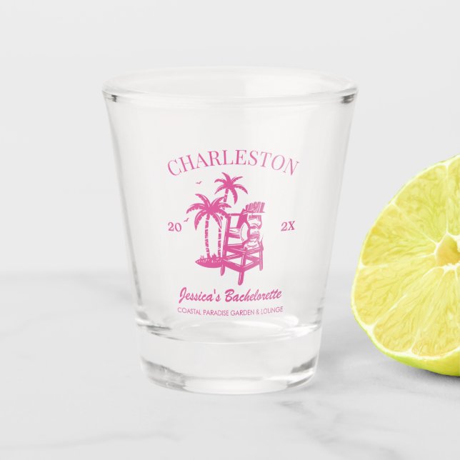 Verre A Shot Beach Bachelorte Party rose Épouse personnalisée (Devant)