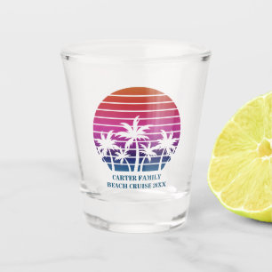 Verre A Shot Beach Cruise Pink Palm Tree Custom Family Vacances
