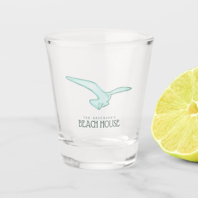 Verre A Shot Beach House Seagull Aqua Blue ID623 (Devant)