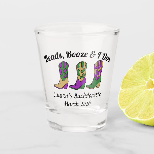 Verre A Shot Beads Booze & I Dos Mardi Gras (Devant)