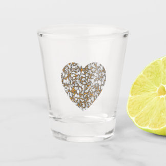 Verre A Shot Beau coeur de texture de marbre blanc et or