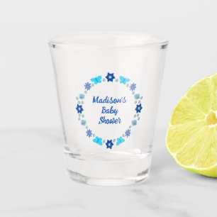 Verre A Shot Bébé bleu Papillons et Baby shower de fleurs