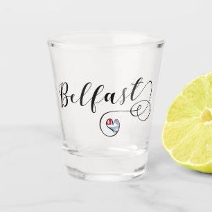 Verre A Shot Belfast Flag Heart, Irlande du Nord