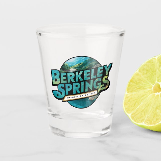 Verre A Shot Berkeley Springs Illustration Logo de voyage (Devant)