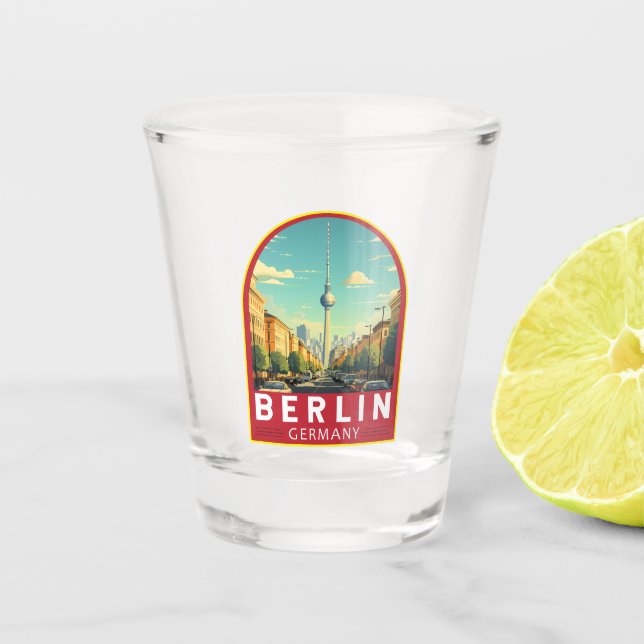 Verre A Shot Berlin Allemagne Travel Art Vintage (Devant)