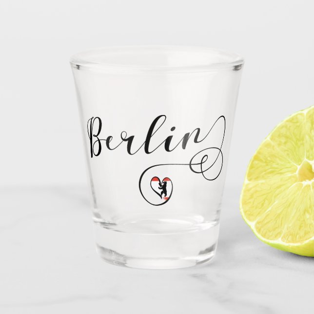 Verre A Shot Berlin Heart Sweatshirt, Allemagne, Berlin Drapeau (Devant)