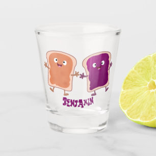 Verre A Shot Beurre d'arachide mignonne et caricature sandwich 