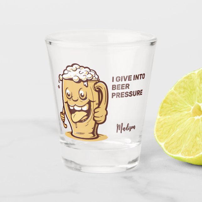 Verre A Shot Bière de texte personnalisé amusante (Devant)