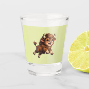 Verre A Shot Bison Adorable Jouant avec Joie