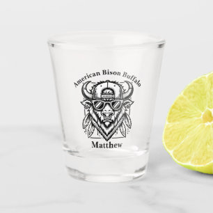 Verre A Shot Bison doré élégant avec lunettes de soleil et chap